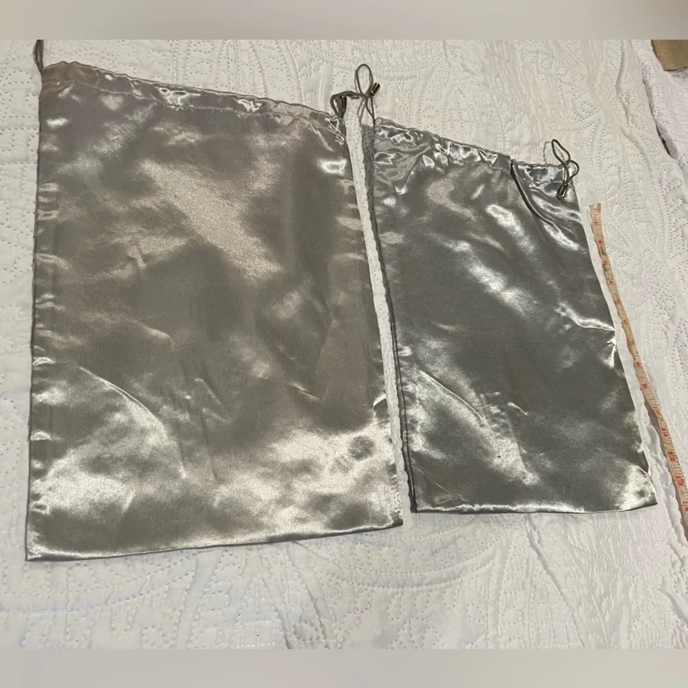Authentic Silver silk Giuseppe Drawstring Bags
